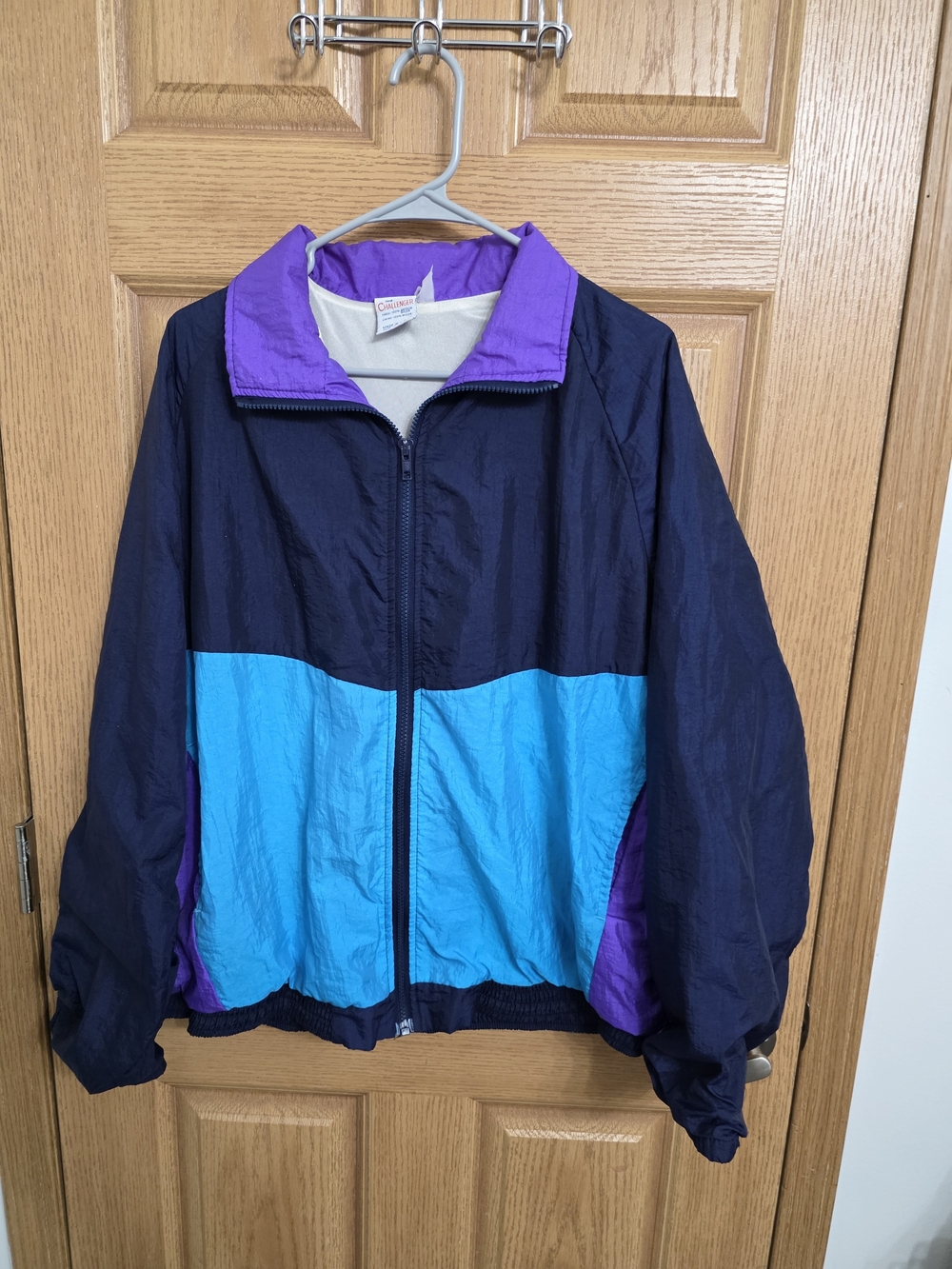 Vintage Colorblock Windbreaker Jacket - Blue, Purple, Black